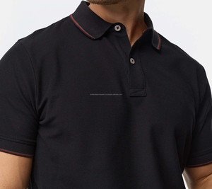 Camisa de Manga Corta Negra para Hombre, de Algodón Tejido, Transpirable, de Secado Rápido, Estilo Casual, Corte Regular, Diseño con Botones, Logotipo Frontal - Product Image 4