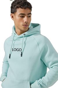 Ensemble survêtement homme vert menthe uni avec logo personnalisé, sweat à capuche et short de survêtement assorti, OEM ODM, vente en gros de vêtements - Product Image 2