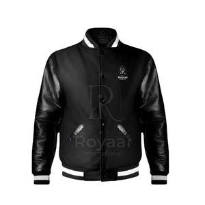 Veste d'hiver en cuir pour homme à prix avantageux, différentes couleurs, manches en cuir, veste de style Letterman respirante - Product Image 2