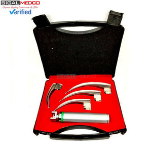 Premium Quality Macintosh Fiber <b>Optic</b> Laryngoscope Set 4 Interchangeable Blades Medical Handle Bright Illumination Manual - Product Image 4