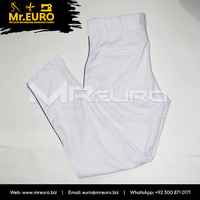 Pantalon de baseball unisexe blanc personnalisé, imprimé par sublimation, respirant, coupe ajustée, fermeture éclair, 100 % polyester, vêtements de sport pour adultes