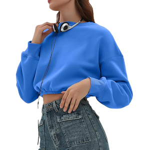 Sudadera Corta para Mujer al por Mayor, Personalizada, Holgada, de Forro Polar, Cuello Redondo, Estilo Casual Urbano, Ropa de Gimnasio y Entrenamiento - Product Image 6