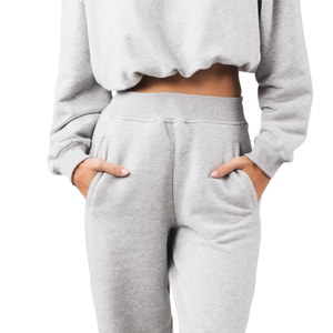 Sudadera Corta de Cuello Redondo para Mujer, Felpa Suave Heather Cloud, Manga Larga, Informal, Deportiva, para el Día a Día - Product Image 4