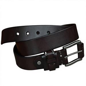 Ceinture pour homme en cuir de vache poli noir, écologique, imperméable, vintage, avec boucle à ardillon en acier inoxydable, de haute qualité et tendance - Product Image 1