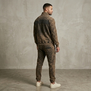 Conjunto Deportivo para Hombre, Color Marrón Oliva, Lavado Ácido, con Cierre, Sudadera Bordada, Pantalones Jogger, Ropa Deportiva, Informal - Product Image 2