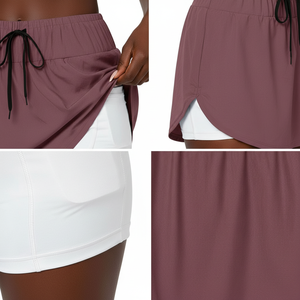 Women's Yoga Active 2 in 1 Skort Soft Flowy Outer Layer Inner <b>Tight</b> Shorts Elastic Waist Custom OEM Wholesale Bulk Supplier - Product Image 4