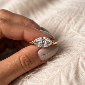 Bague de fiançailles en diamant de laboratoire taille marquise certifié IGI 2 carats, or massif 14 carats, solitaire est-ouest, bague de mariée - Product Image 6