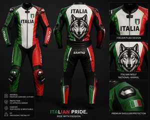 Traje de Motociclismo Personalizado para tu País, Chaqueta de Cuero Vacuno de Secado Rápido y Transpirable para Hombre, Manga Larga, para Todas las Estaciones, 3D - Product Image 1