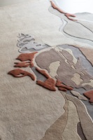 Alfombra Rectangular Moderna Abstracta de Lana de Nueva Zelanda Premium, Antideslizante, de Pelo Alto, con Base de Látex, Hecha a Mano con Técnica Tufted, Color Rust Shell-Houette