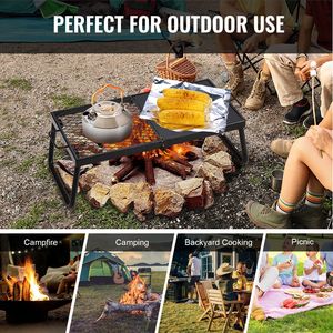 Grille de camping pliable 22,4 pouces en acier robuste avec grille en maille, équipement de cuisson portable pour foyer de camping - Product Image 6