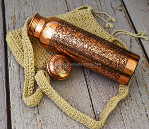 Pure <b>Copper</b> Water <b>Bottle</b> Jointless Handmade Custom Design Leakproof Drinkware for Export - Product Image 4