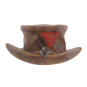 Sombrero de cuero de vaca de alta calidad a la moda, sombreros de cuero de vaca genuino para vaquero, cadena de Metal con ajuste de Concho de Metal - Product Image 1