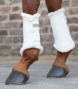 Botte d'équitation en néoprène blanc avec design antidérapant pour la protection des jambes du cheval - Product Image 2