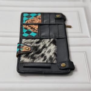 Cartera Larga de Cuero Genuino con Cierre de Cremallera, Paneles con Estampado Animal y Floral, Diseño Multifuncional y Moderno - Product Image 4