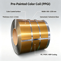 Bobine d'acier prélaqué PPGI PPGL, bobine d'acier galvanisé / galvalume prépeinte, revêtement PE PVDF HDP pour toiture et construction