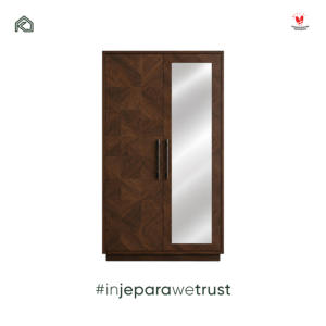 Armoire en bois moderne de luxe à 2 portes avec miroir, meubles de chambre pour hôtel, villa, resort - Product Image 4