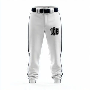 กางเกงกีฬาลายทางสำหรับฝึกซ้อมซอฟต์บอล กางเกงเบสบอลชายแบบมีกระดุมที่เอวพร้อมกระเป๋า - Product Image 2