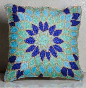 Cheap Embroidered Beaded Pillow Cover for Bohemian Home Interiors Sofa Styling, Bedroom Decoration and Traditional Living Space - Product Image 1