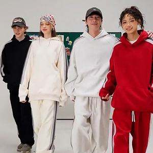 Haute qualité 380gsm 60% coton 40% Polyester automne automne hiver mode surdimensionné rayé manches raglan pull à capuche pour hommes - Product Image 5