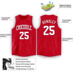 Camiseta de Baloncesto Personalizada para Adultos Unisex con Diseño de Chimpancés Rojos y Blancos, Nombre y Número del Equipo Bordados, Transpirable - Product Image 5