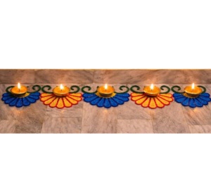 Magnifique ensemble de tapis Rangoli, 6 pièces, lavables, pour la décoration du sol, tapis de fête, décoration d'entrée de maison, Diwali, Ganesh Chaturthi - Product Image 2