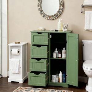 Mobile da bagno moderno verde foresta con impiallacciatura in melamina, 4 cassetti e 1 anta 56*30*82,5 cm - Product Image 5
