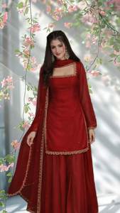 Robes Anarkali Punjabi de qualité supérieure, vêtements indiens et pakistanais, taille et couleur personnalisées, tenue de luxe pour mariage et fête - Product Image 5