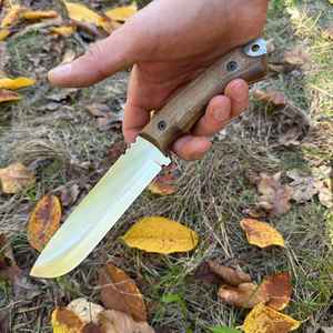 Cuchillos de caza de acero al carbono hechos a mano de primera calidad con mango de madera, venta al por mayor OEM, soporte personalizado, cuchillo de camping de hoja fija de acero. - Product Image 3