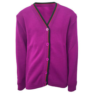 Cardigan en maille pour homme, personnalisé OEM & ODM, violet, à manches longues, col en V, anti-plis, épais, en nylon/acrylique, avec logo frontal - Product Image 5