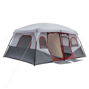 Tenda Familiare Gigante a 2 Stanze per 10 Persone con Tasche Portaoggetti per Accessori da Campeggio e Fiere - Product Image 4