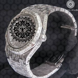 Montre pour homme Charm Jewells en acier inoxydable, boîtier de 40 mm, accents de diamants, analogique, luxe, mode, mouvement mécanique, date automatique, fonction push - Product Image 3
