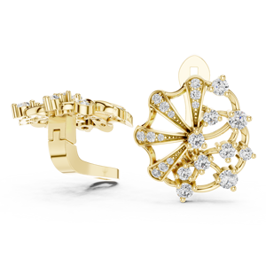 Boucles d'oreilles clous en or jaune 18 carats avec moissanite florale, certifiées IGI, bijoux de luxe pour femme, idéales pour anniversaire ou soirée - Product Image 3