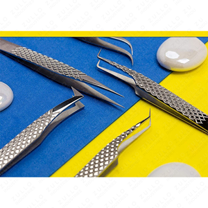 Ensemble de 5 pinces à épiler en acier inoxydable pour extensions de cils, marque privée, avec pointe en fibre de précision pour cils professionnels - Product Image 3