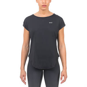 T-shirt MAGI pour femme, violet, à manches courtes, col rond, séchage rapide, coupe classique, tricoté, couleur unie, haut décontracté - Product Image 4