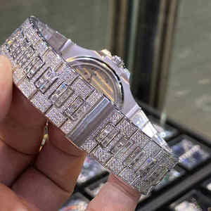 นาฬิกาควอตซ์สุดหรูขนาด 41 มม. สำหรับทุกเพศ ประดับเพชร VVS มอยส์ซาไนต์ รับรองโดย EGL ตัวเรือนโลหะผสม กระจกแซฟไฟร์กันน้ำ 10 เมตร หน้าปัดทรงเหลี่ยม - Product Image 4