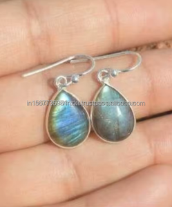 ต่างหูเงินแท้สีฟ้าลายไฟลาบราดอไรต์ต่างหูอัญมณีทำมือต่างหูเงินลาบราดอไรต์เครื่องประดับของขวัญที่ดีที่สุดสำหรับผู้หญิง - Product Image 4