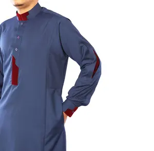 2021 design Sleeve With Chest Pockets Simple Plain Men Al Dafah Thobes men thobe cotton