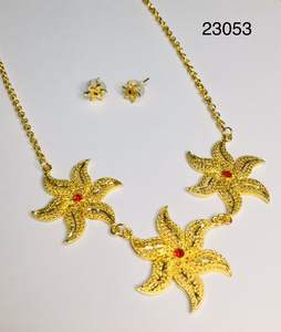 Conjunto de Collar y Aretes Florales Chapados en Oro de 24K de Estilo Indio de MOLL JEWELLERS, con Circonita, para Mujer, Joyería de Boda - Product Image 6