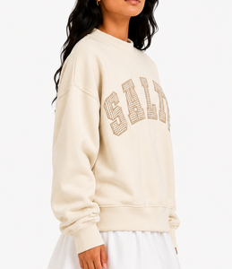 Sudadera de cuello alto oversize para mujer, con letras personalizadas, de jersey lavado liso, fabricante mayorista - Product Image 1