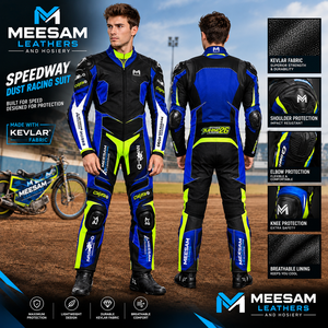 Traje de Motociclista para Hombre, de Kevlar Verde Azulado, con Protección Lateral, para Todo el Cuerpo, Transpirable, de Cuero - Product Image 3