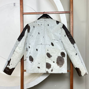 Nouvelle veste courte en cuir de vachette avec vrais cheveux, design tendance, pour femmes, de haute qualité, personnalisée, chaude, style motard, fermeture éclair - Product Image 5