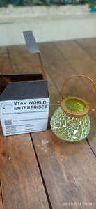 Verre mosaïque 12 bougies de table multicolores verre mosaïque rond bougeoir en métal pour la décoration de la maison et du jardin indien - Product Image 5