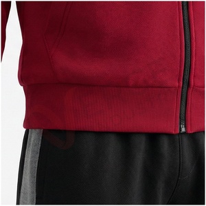 Conjunto Deportivo con Capucha para Hombre, Color Gris y Rojo, Bloques de Color, Manga Larga, Cierre Frontal con Cremallera, Bolsillos Laterales, Ropa Casual de Otoño - Product Image 5