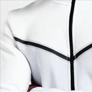 Chándal Blanco para Hombre, Manga Larga, Estilo Deportivo Casual para Otoño, con Bolsillos Laterales, Cuello con Media Cremallera, Material de Spandex y Poliéster - Product Image 4