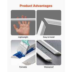 Kit di 3 Modanature in Polistirolo Leggero Verniciabile per Pareti Interne, Facile Installazione, Pannelli Decorativi - Product Image 4