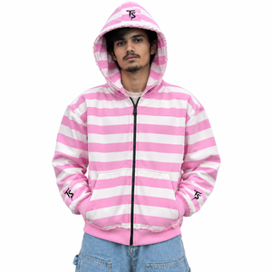 Sudadera con capucha de punto para hombre, estilo vintage, lavado ácido, oversize, con dos cremalleras, para otoño, moderna, con cremallera y rayas. - Product Image 2