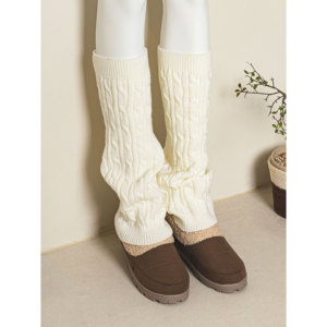 White Twisted Knit <b>Leg</b> <b>Warmers</b> - Product Image 1