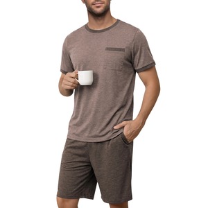Ensemble de pyjama sportif pour hommes et enfants, gris, 100% polyester, manches courtes, col rond, couleur unie, respirant, décontracté, shorts d'été - Product Image 3