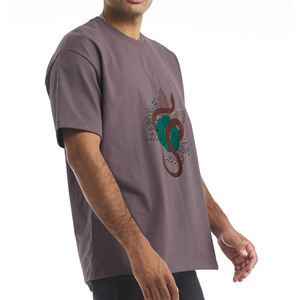 Camiseta de Algodón Supima de 250 Gsm para Hombre con Logotipo, Camiseta de Manga Corta para Hombre, Camiseta con Estampado Gráfico en 3D Personalizado, Camiseta con Estampado Puff - Product Image 3