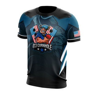 เสื้อยืดโปโลซับลิเมชั่นแบบกำหนดเองสำหรับฝึกซ้อม เสื้อคอร์นโฮลพร้อมกระเป๋า ออกแบบเสื้อคอร์นโฮลแบบกำหนดเองของคุณเอง - Product Image 3